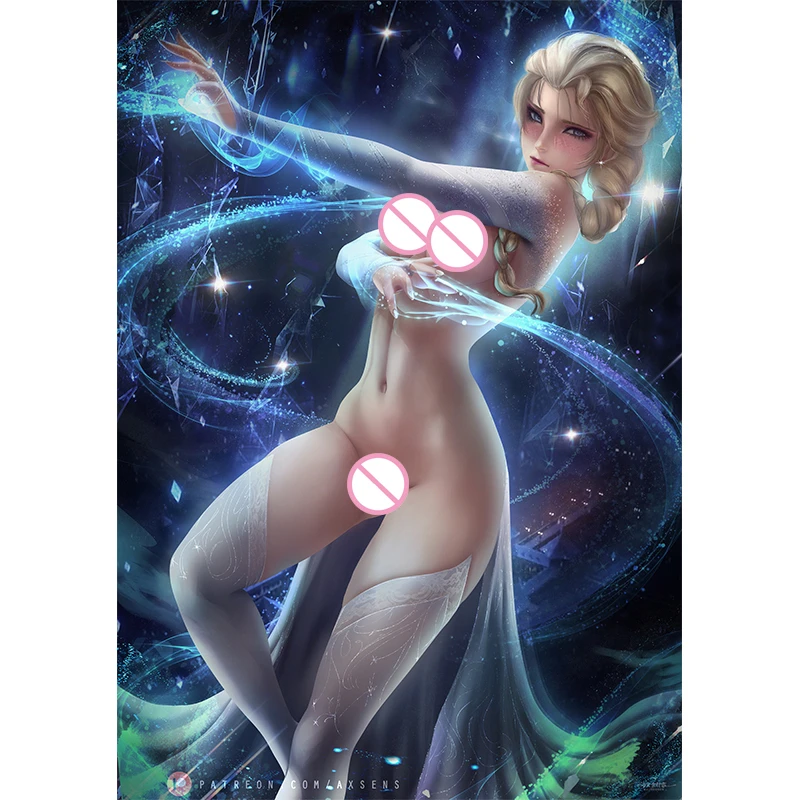 

Sexy Blue Snow Girl Warrior Queen Canvas Painting Print Anime Video Game Comics Art Poster Wall Decoration Picture for Bedroom