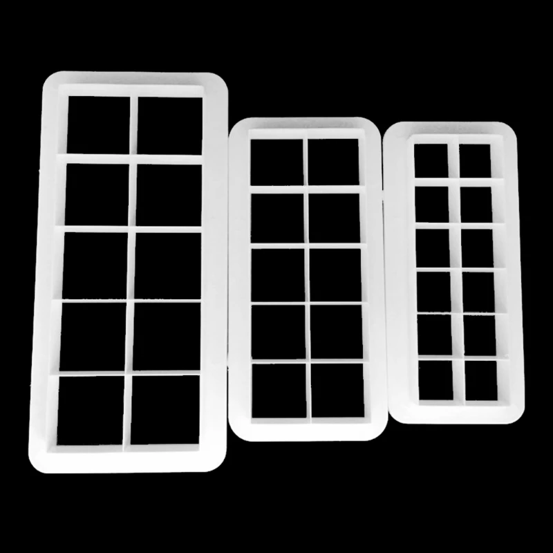 

K5DC 3 Pcs Plastic Square Cake Molds Chocolate Cookie Cutter Fondant Decoration Tools