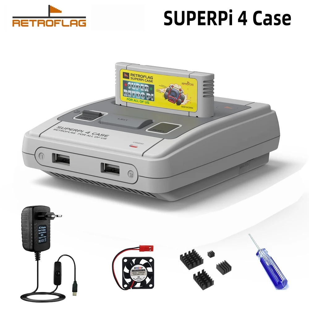

Retroflag Raspberry Pi SUPERPi 4 Case with Cartridge Optional Cooling Fan Heatsink Gamepads for Raspberry Pi 4 Model B