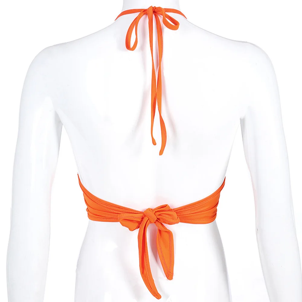 Женский сексуальный v образный вырез металлическое кольцо на шнуровке с лямкой