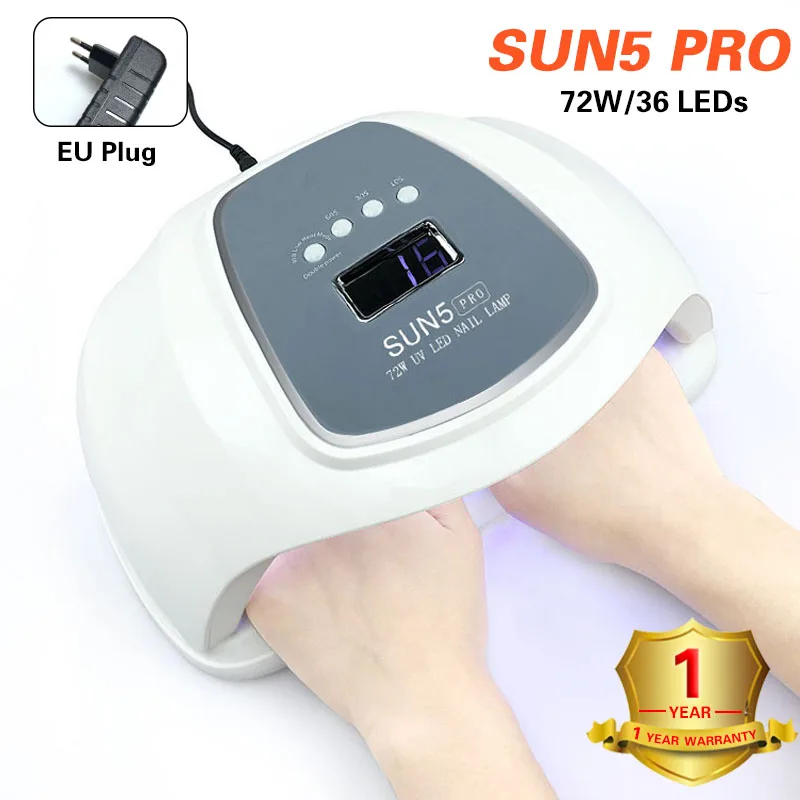 Светодиодная УФ-лампа для ногтей SUN5 PRO 72 Вт двухручная лампа маникюра 36