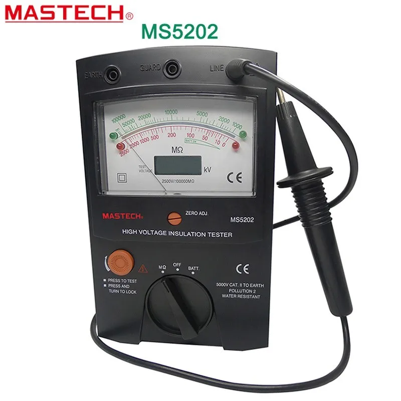 Цифровой Аналоговый тестер изоляции MASTECH MS5202 100000 МОМ высокого напряжения|analog