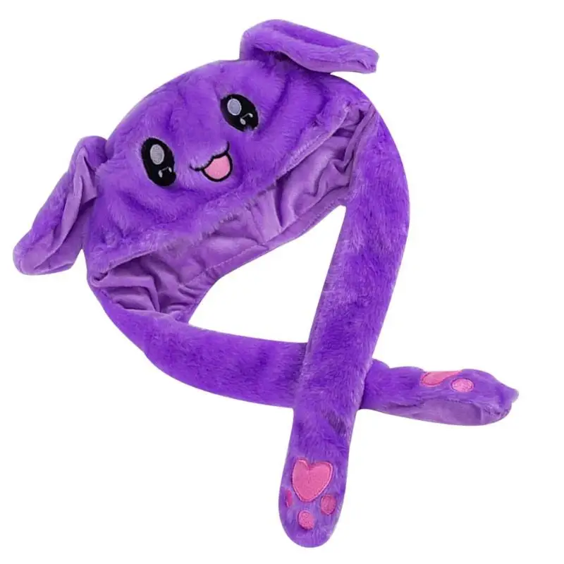Funny Plush Rabbit Ears Hat Airbag Toy Hat Pinch Up Down Moving Ears Luminous Play Toys Cosplay Accessories Children Gift - Цвет: E