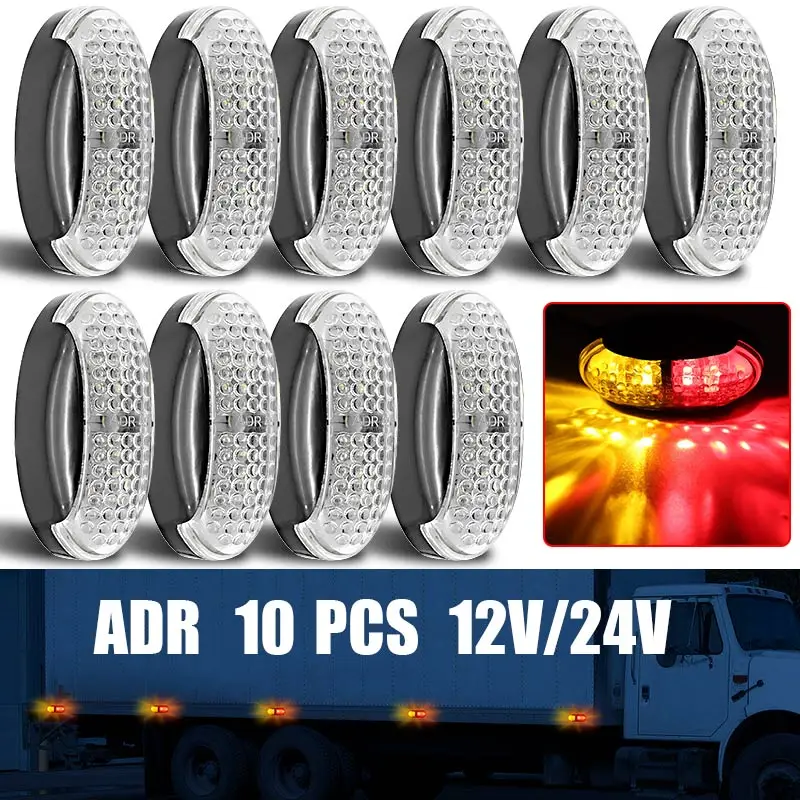 

10pcs LED Side Marker Tail Light LED 12V 24V Clearance Lamp Amber lights Warning Lamp For Truck Trailer Lorry Van Caravan