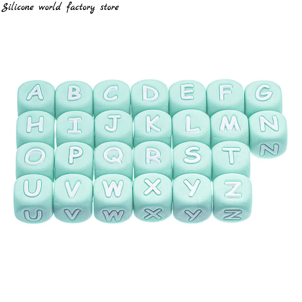 

Silicone World 12MM 10pcs Silicone English Alphabet Beads Baby Teething Teethers DIY Bracelet Necklace Silicone Letters Beads