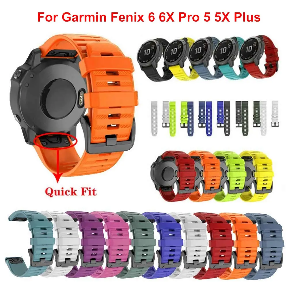 

Силиконовый ремешок для наручных часов, 26, 22, 20 мм, для Garmin Fenix 6X, 6, 6S Pro, 5X, 5 5S Plus, 3, умный Браслет для наручных часов, легко устанавливается, быст...