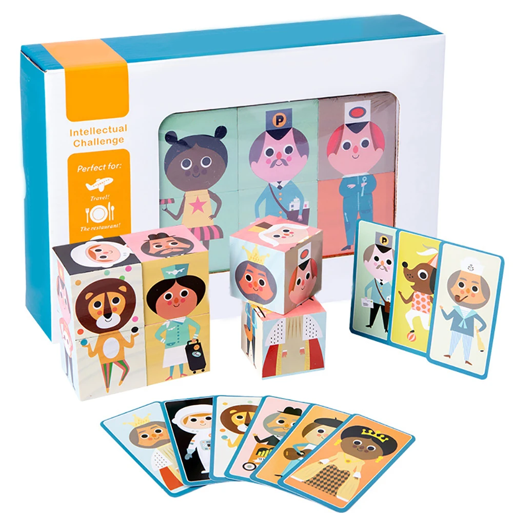 

Детские деревянные персонажи, пазлы, деревянные игрушки, интерактивная игра для родителей и детей, развивающие Обучающие игрушки Монтессор...