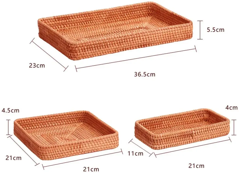 

Rattan Serving Tray Wicker Baskets Trays for Bread Fruit Nesting Kitchen Tabletop Woven Storage Basket Home Decor Organizer