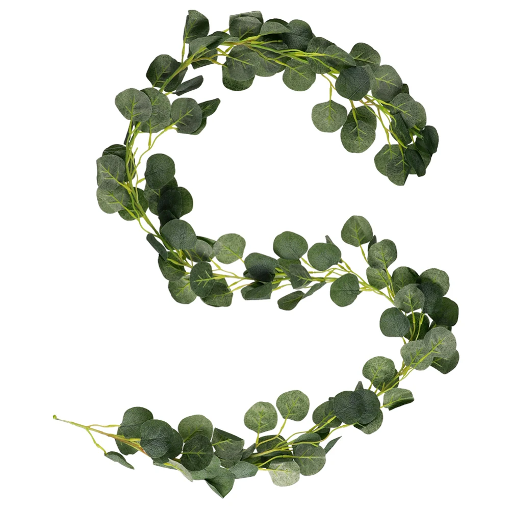 1 шт. 2 м искусственный шелк зеленый Эвкалиптовый лоза поддельные растения плющ, ротанг настенный вертикальный Декор сад Свадебная вечеринка дома листья декорации