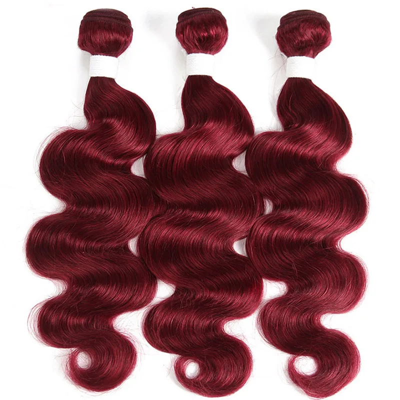Burgundy 99J/бордовый красный цвет человеческие волосы пряди 8-26 дюймов Euphoria бразильские Remy человеческие волосы плетение блонд 613 объемный волнистый уток - Цвет: Burgundy