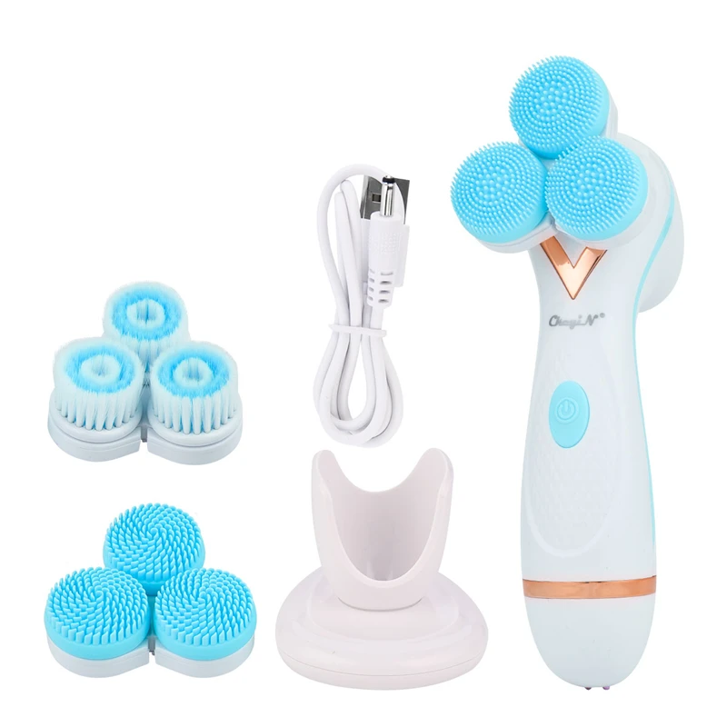

CkeyiN Facial Cleansing Brush 3 in 1 Electric Rotating Silicone Face Cleanser Gentle Exfoliating Deep Cleaning Acne Blackheads