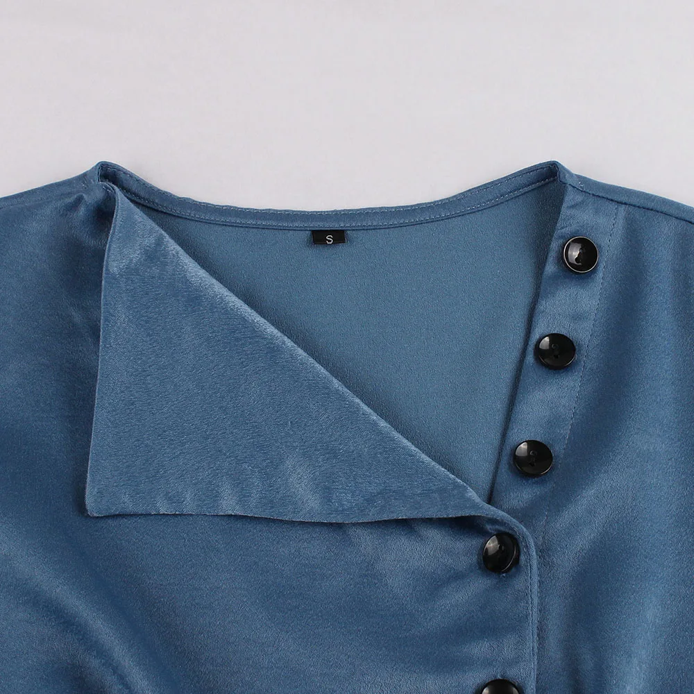 Sisjuly милое женское ТРАПЕЦИЕВИДНОЕ свободное платье короткий рукав темно синий