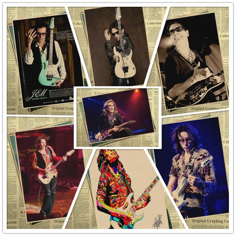 Постеры из крафт-бумаги Стив Вай-группы настенные постеры для дома и бара