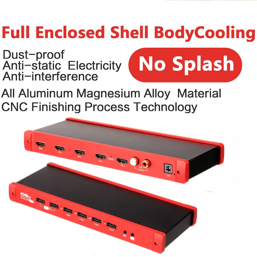 4X1 KVM HDMI многоцелевой переключатель с четырехъядерным экраном в режиме реального