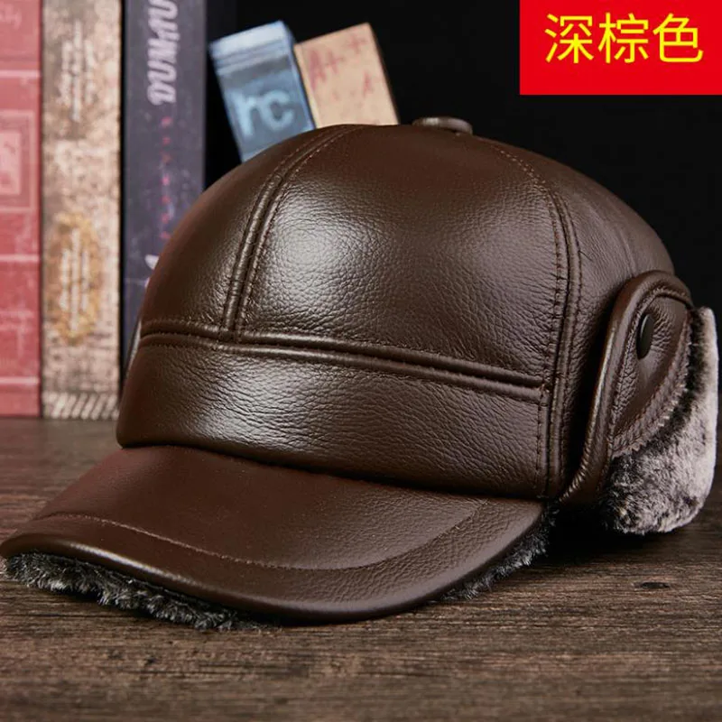 T MAC натуральная кожа зимняя бейсболка мужская шапка ушанка Кепка Snapback высокое