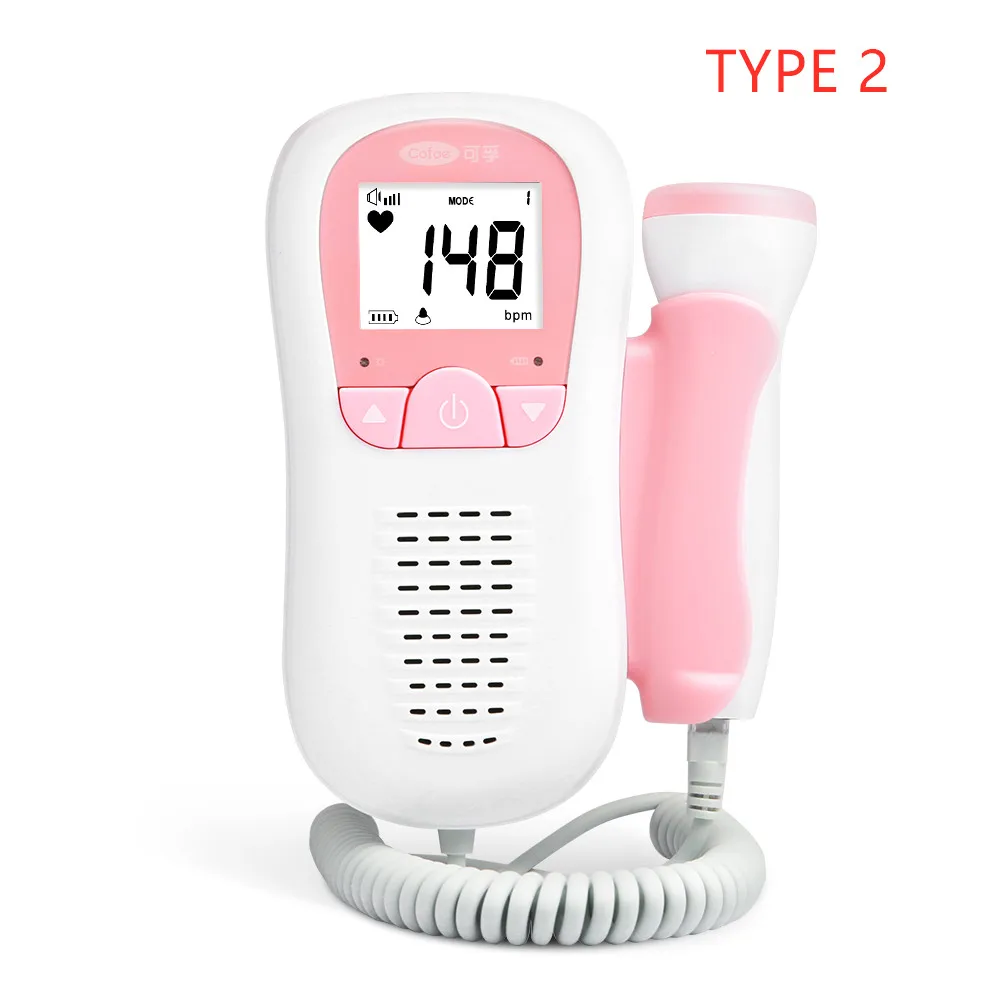 Type 2 ( Pink ) Cofoe фетальный Doppler детектор сердцебиения уход за ребенком бытовой портативный для беременных плода измеритель пульса без излучения стетоскоп - Цвет: Type 2 ( Pink )