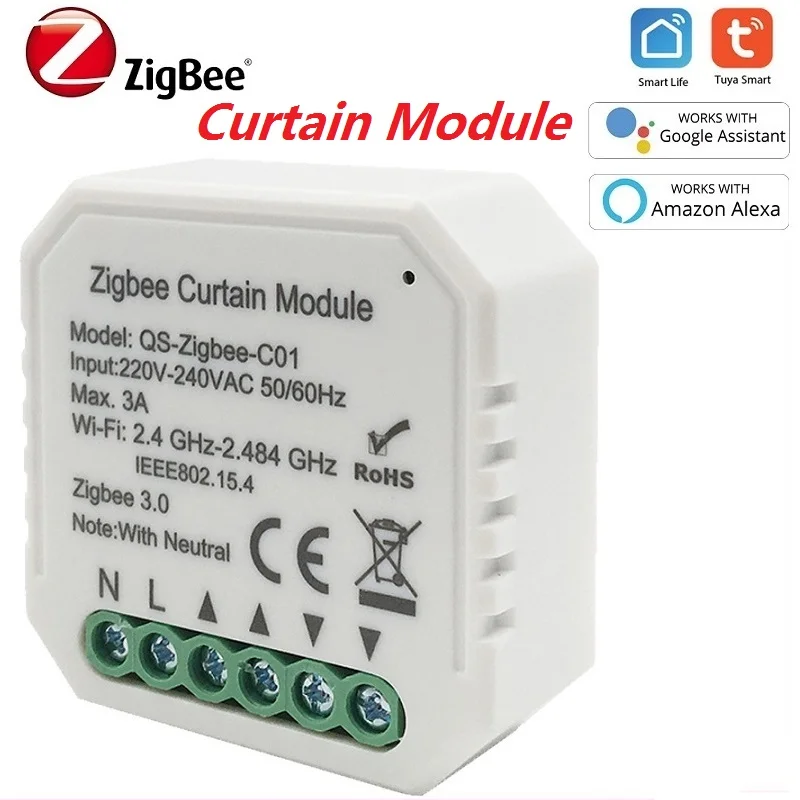 

Smart Curtain Switch Module For Roller Shutter Blind Motor Zigbee 3.0 Tuya Smart Life APP Control Support Alexa Google Home