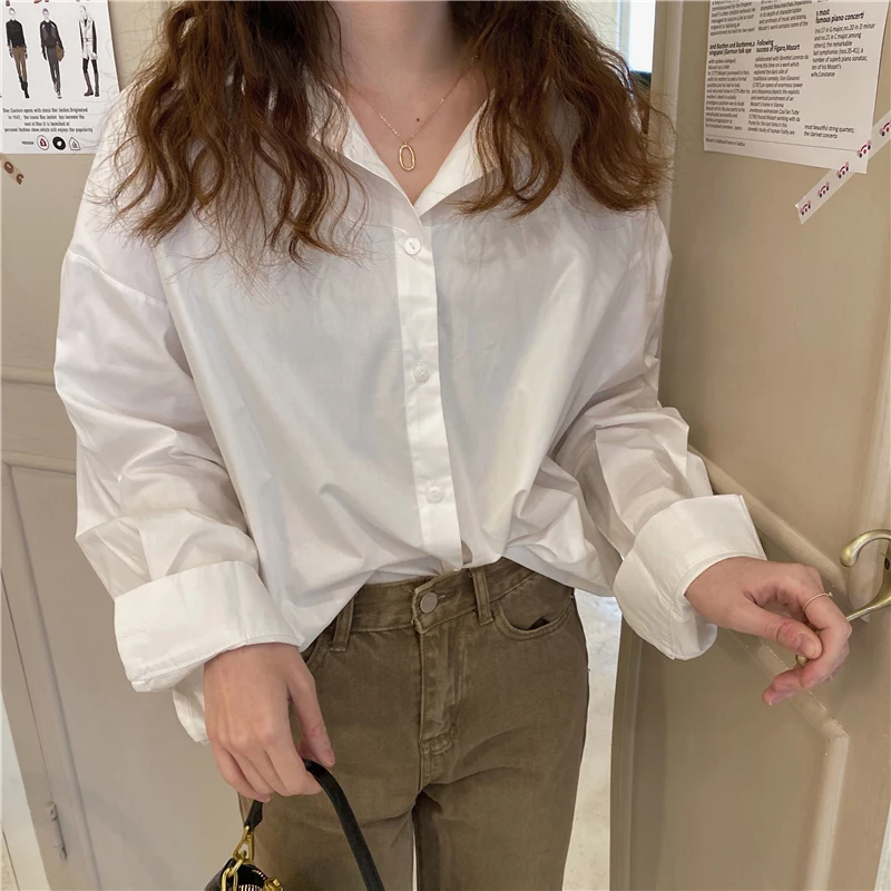 Базовые Однотонные блузки для женщин осень 2020 модная женская одежда женские