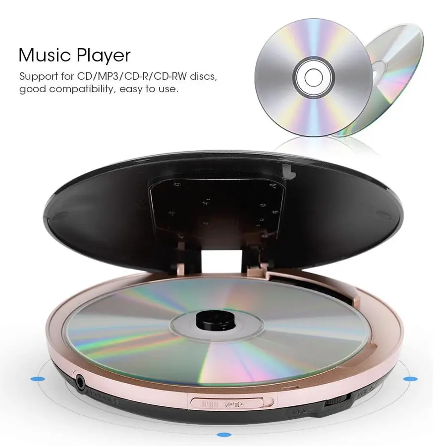 Портативный Перезаряжаемый CD плеер HOTT Bluetooth 5 0 с FM передатчиком сенсорной кнопкой
