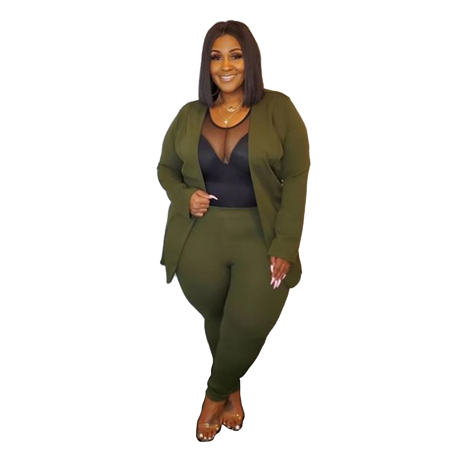 Plus Size XL-4XL Women Winter Women Set Tracksuit Blazers Pants Suit Two Piece Set Office Lady Business Uniform Outfits GL710