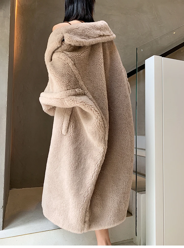 

teddy bear tiffany blue 2021 new brand women clothes winter real sheep fur jacket wool thick warm coats plus size outerwear