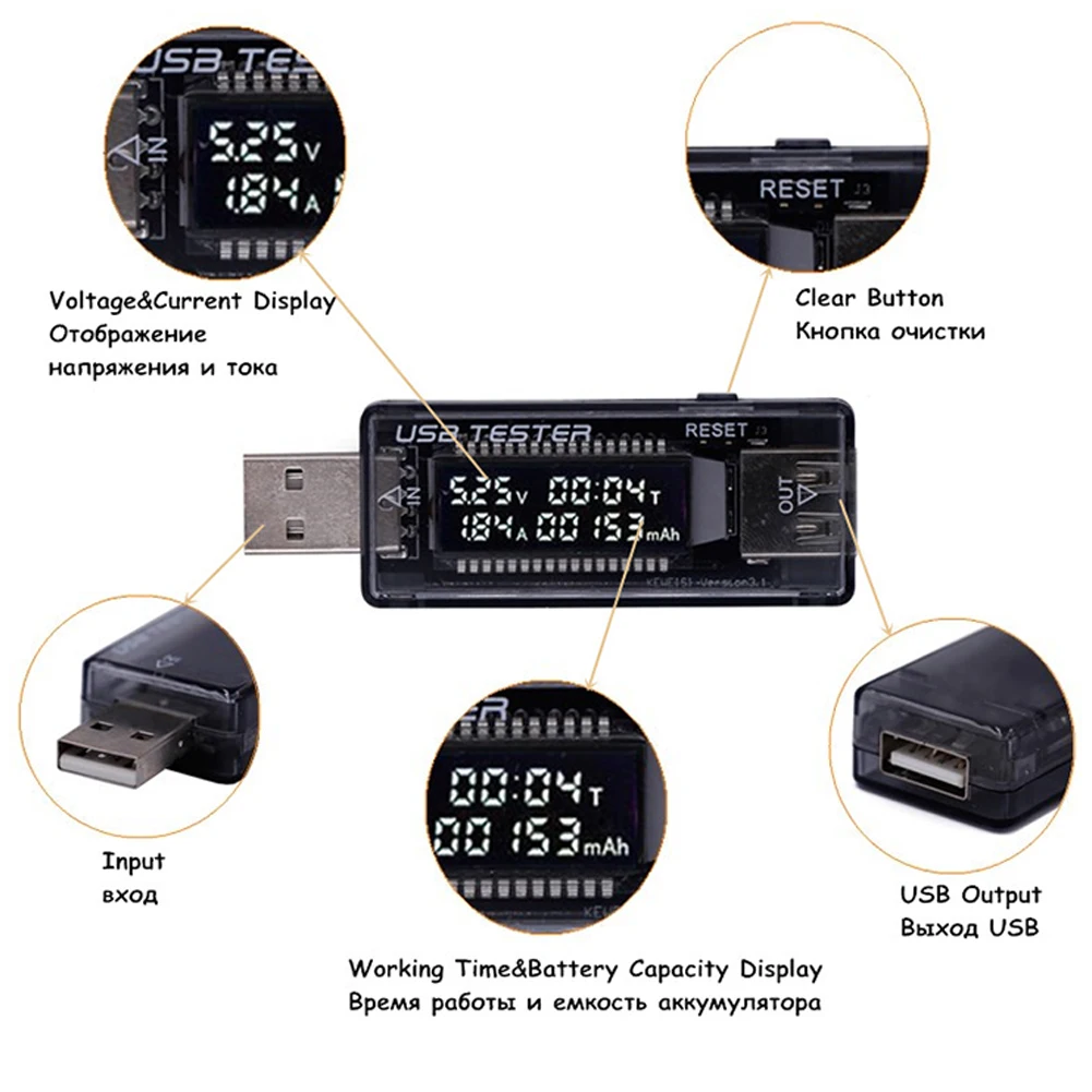 

USB Tester DC Digital Voltmeter Ammeter 3.2-10V Volt 0-3A Amp Meter Detector Indicator for Car Wall Charger PC Phone Tablet
