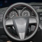 Черная искусственная кожа Чехол рулевого колеса автомобиля для Mazda 3 CX7 2011-2013