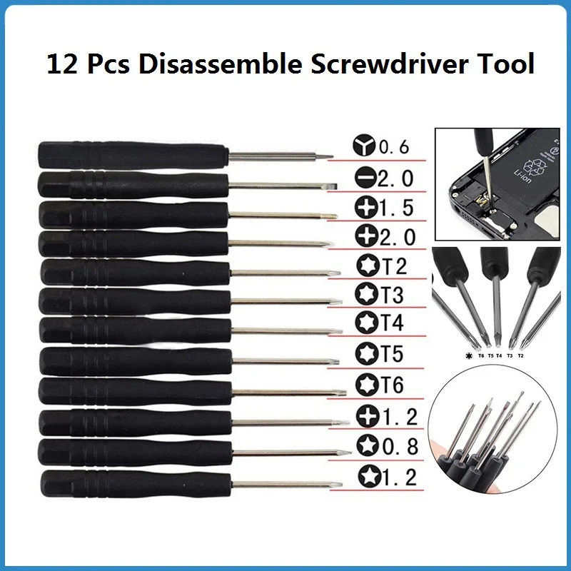 

12 Pcs/Set Phone Mini Screwdriver Laptop Watch Cellphone Kit Repair Tools Precision Accessories Small Disassembly Screwdriver