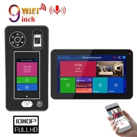 9 inch wireless wifi video door phone doorbell intercom system 1080p camera 500 fingerprints 500 face recognition unlock