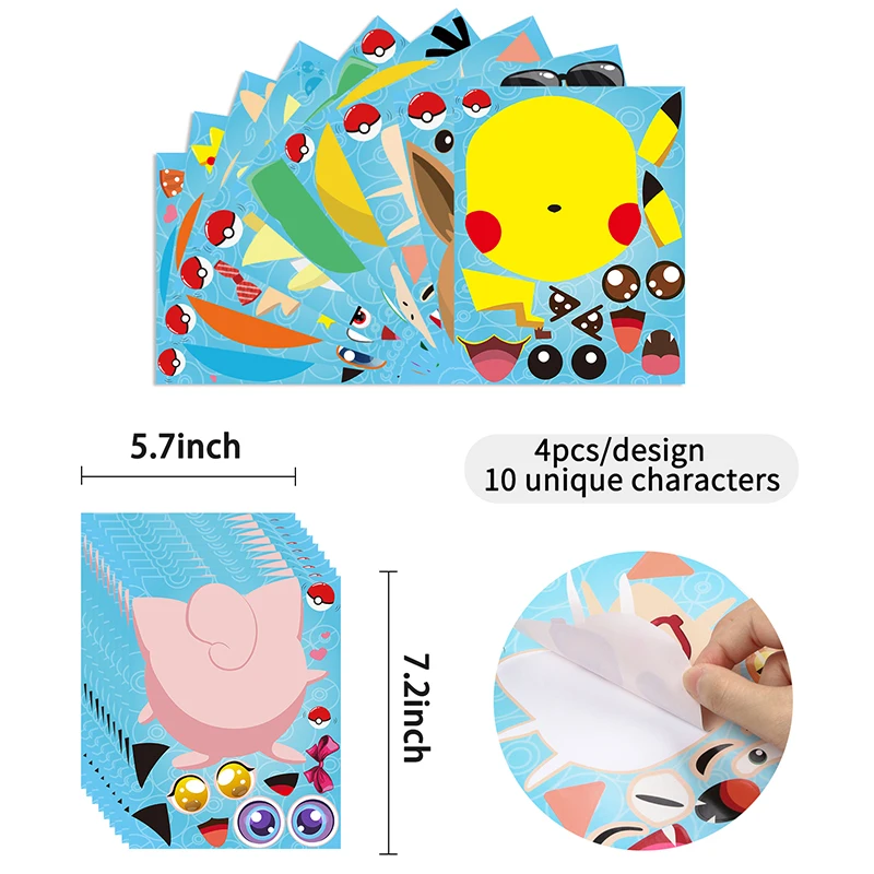 

40Pcs Cartoon Make-a-face Stickers Party Favor Supplies Make Own Sticker Fun Craft Project for Kids Mix Stickers for Class Decor