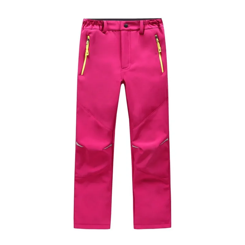

Kids Winter Fleece Sports Pants Outdoor Windproof Children Thick Warm Softshell Trousers For Boys Girls Hiking Camping Pants