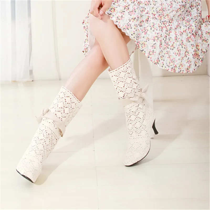 Женские ботинки с перфорацией maogu летние на высоком каблуке большие размеры 34-43 |