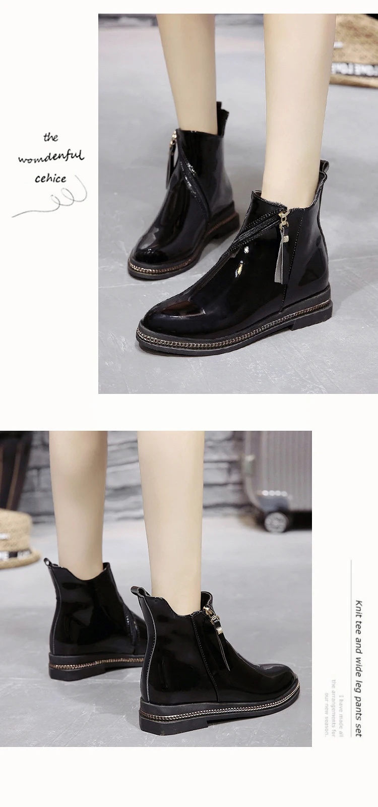 Bootee/ женские резиновые сапоги; роскошные дизайнерские ботинки на низком каблуке; женские ботинки с круглым носком на шнуровке; элегантная обувь для дождливой погоды