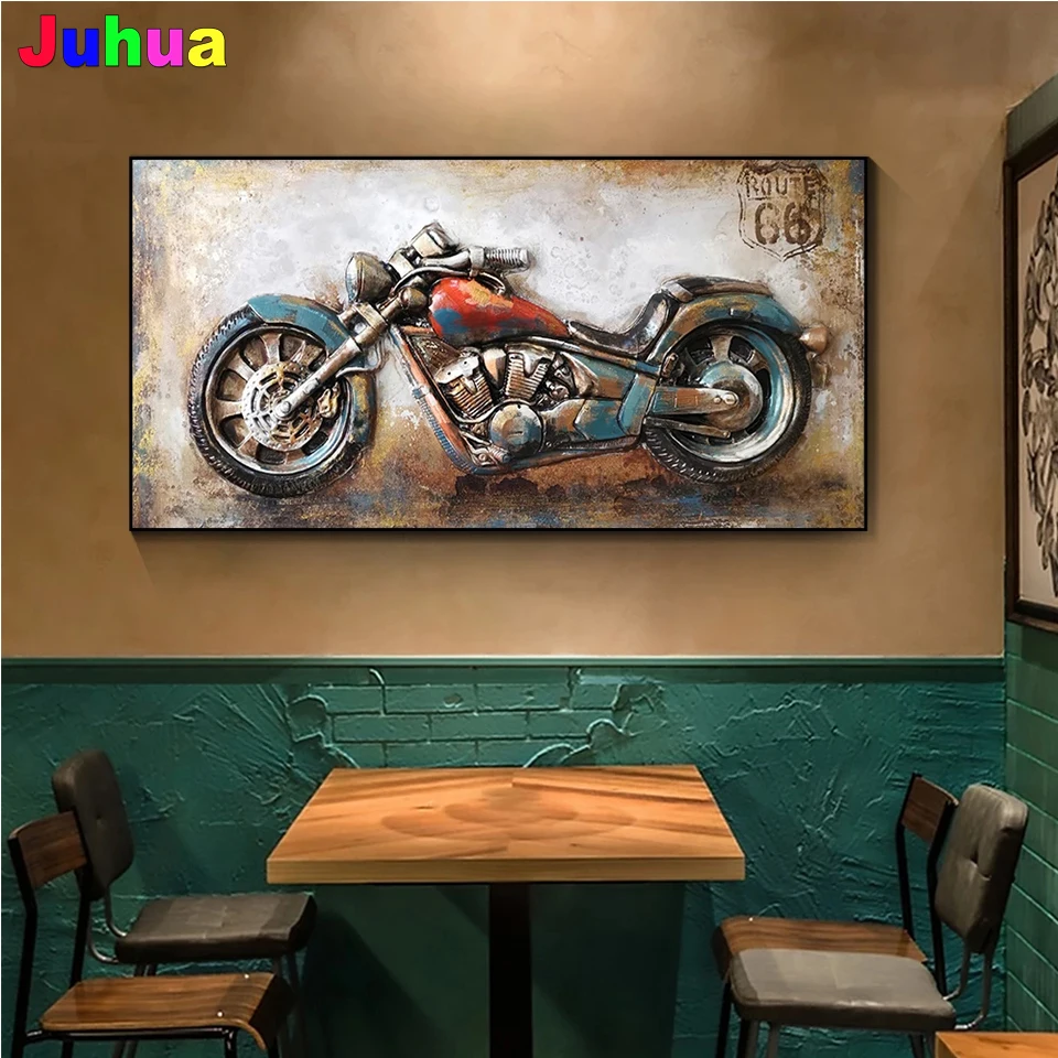 

Винтажная 5D картина из страз «сделай сам» для мотоцикла, гоночная мозаика для интерьера, полная вышивка из страз, вышивка крестиком, декор для гостиной