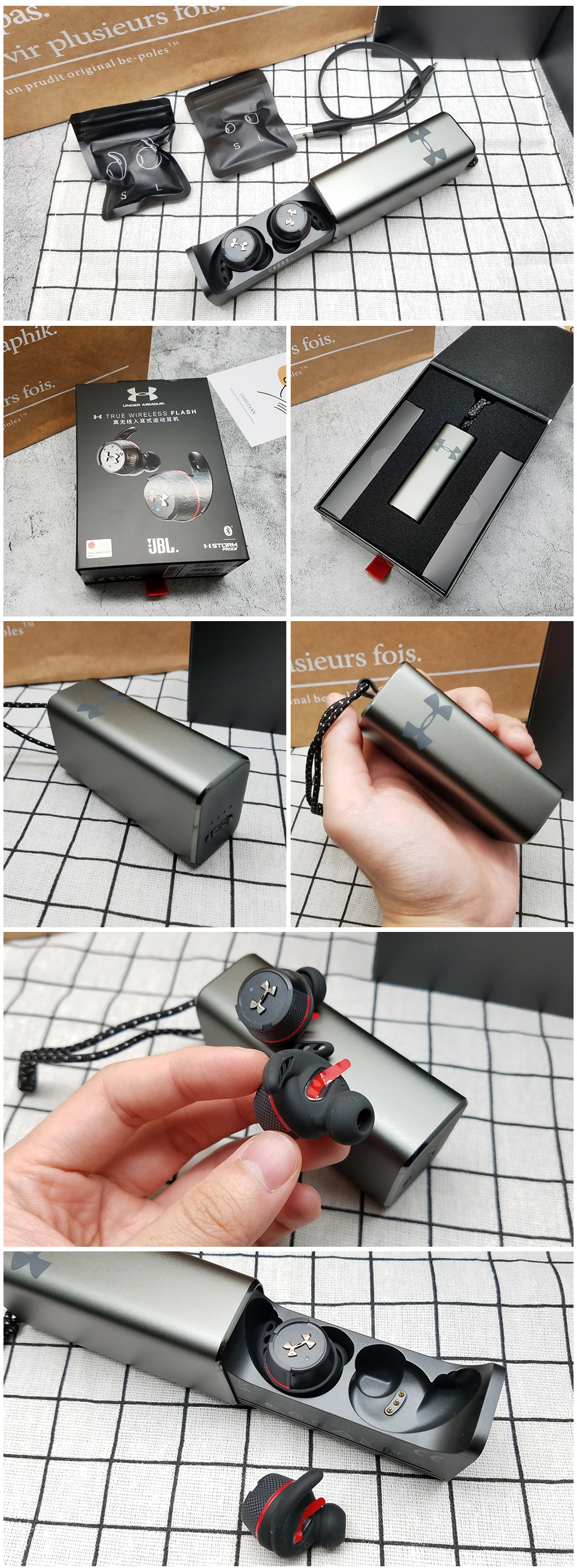 JBL мкА FLASH TWS беспроводные вкладыши Bluetooth V4.2 спортивные наушники глубокий бас IPX7 водонепроницаемые наушники с зарядным устройством и микрофоном