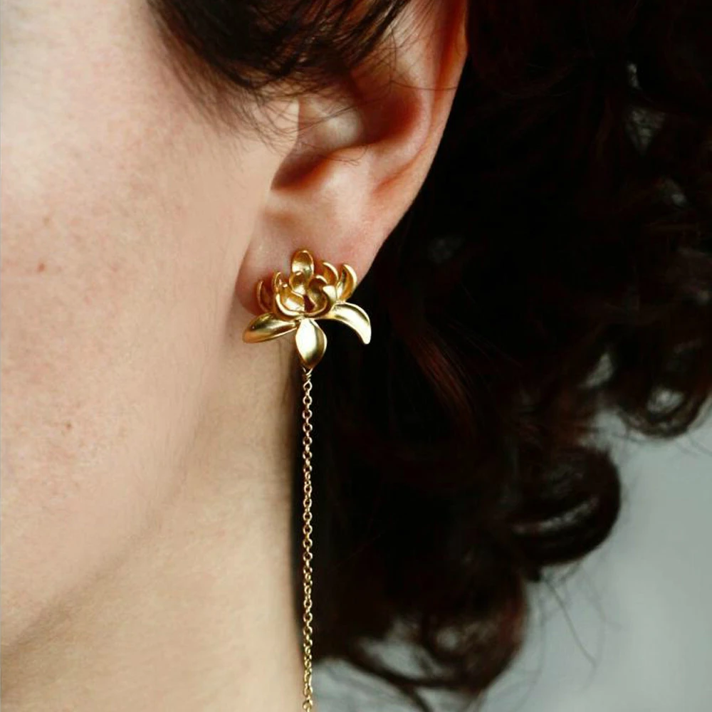 Новые серьги ювелирные изделия модные в виде лотоса Ушная линия Oorbellen