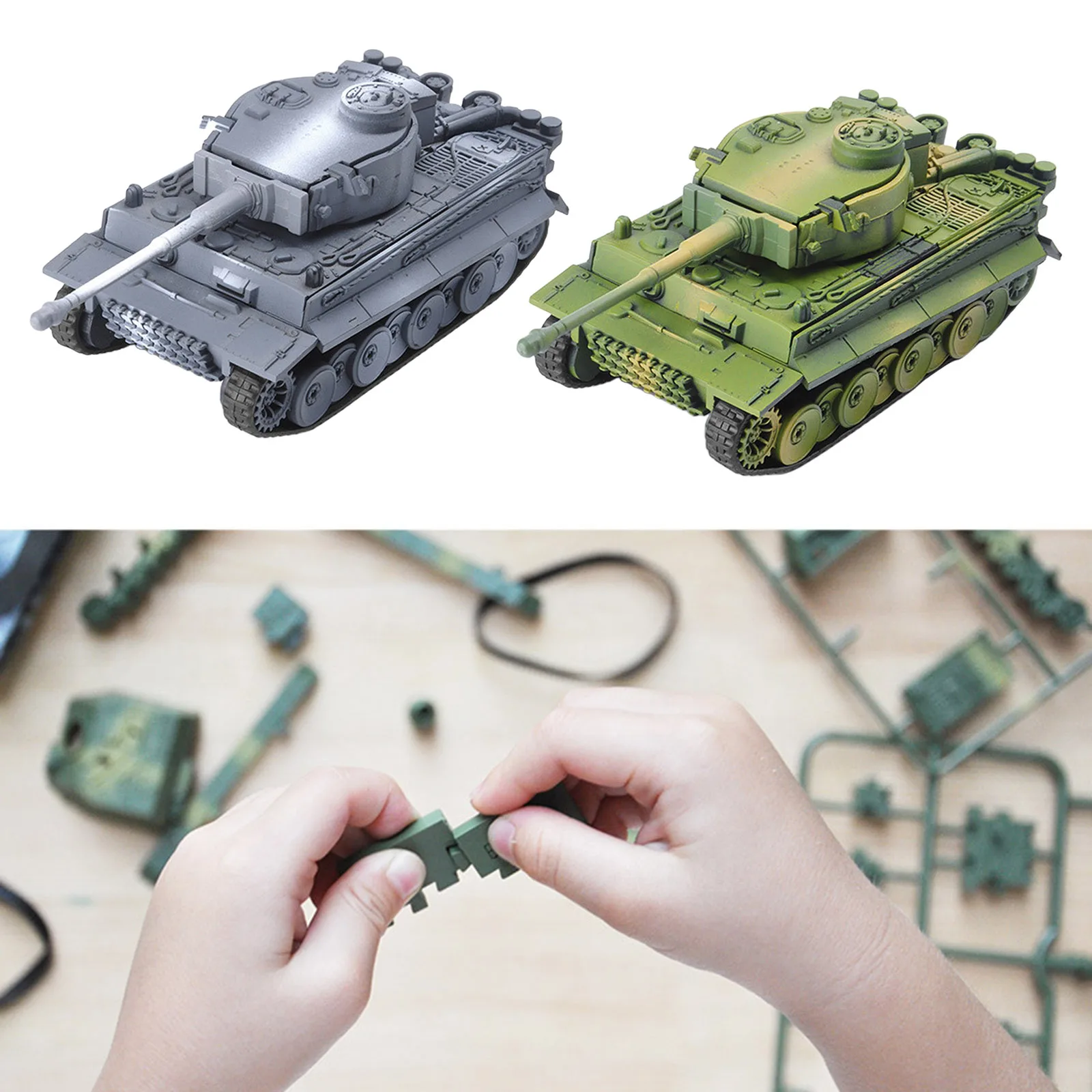 

Quick-Build Tiger Tank Construction Kit Plastic Model Building Kit Assorted Color for Kids