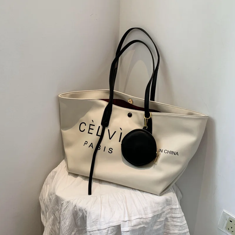 

Large School Bag Female 2020 New Fashion All-match Large Capacity Shoulder Bag Brand Original Design PU Bag Travel Bag Tote Bag