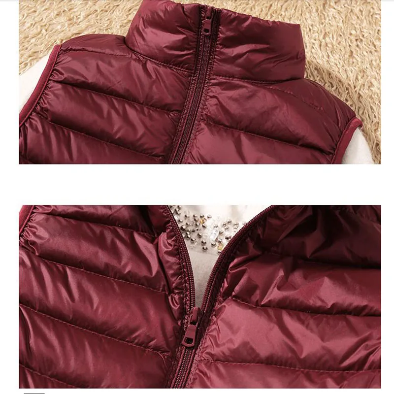 

Women Sleeveless Down Vest 2020 Autumn Winter Women's Ultra Light 90% White Duck Down Vest Slim Jacket Windproof Warm Waistcoat