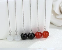 simple temperament long cats eye synthetic stone earrings personality wild atmosphere silver jewelry 2021 trend jewelry