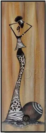 

Unique Wall Art Artist Hand Painted Long Size Vertical Rectangle Oil Painting Abstract African Woman For Living Room No Framed