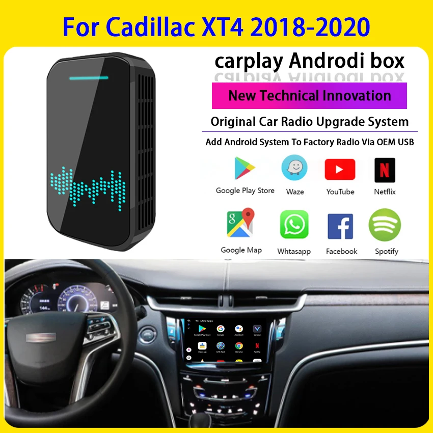 

Carplay Wireless With 4+32G Carplay Ai Box Support Android Auto Mirror Link Plug And Play For Cadillac XT4 2018-2020 Auto TV Box