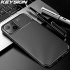 Силиконовый противоударный чехол KEYSION для iPhone 13 Pro Max 13 mini, текстура из углеродного волокна, задняя крышка для iPhone 12 Pro Max i11