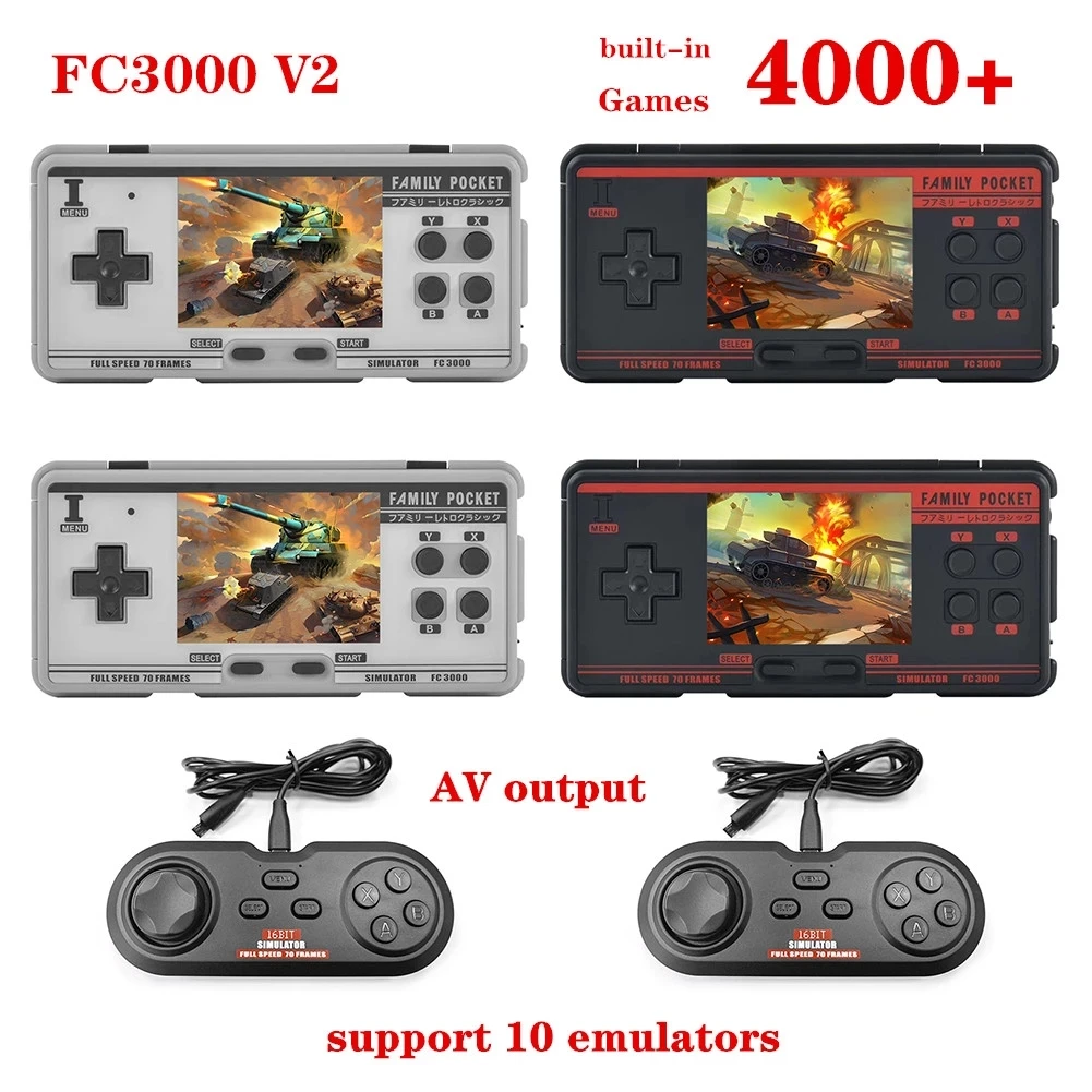 Новая классическая портативная игровая консоль FC3000 V2 в стиле ретро с цветным