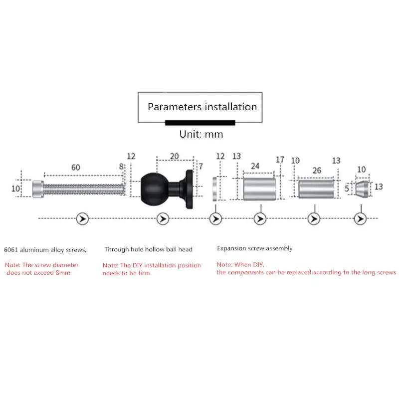 

Aluminum Base Rubber Motorcycle Bike Mount Black Fork Stem Base with Ball Head for Mount for G-opro Ball Mount Adapter