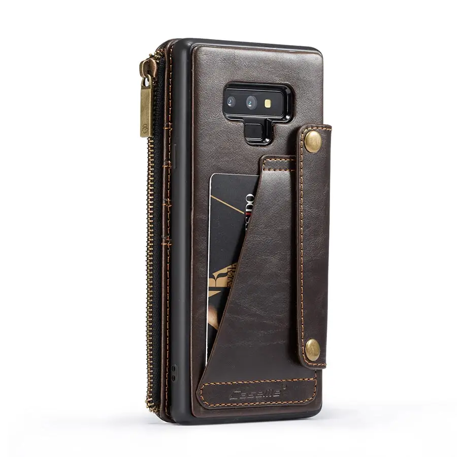 Бизнес-флип-чехол-бумажник для samsung Galaxy S9 Plus, Модный чехол-бумажник из искусственной кожи для samsung Note 9 - Цвет: Коричневый