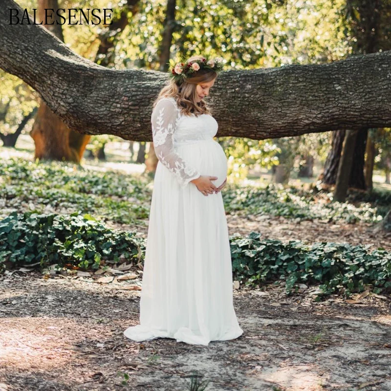 Платье для беременных с длинным рукавом и V образным вырезом|Платья| |