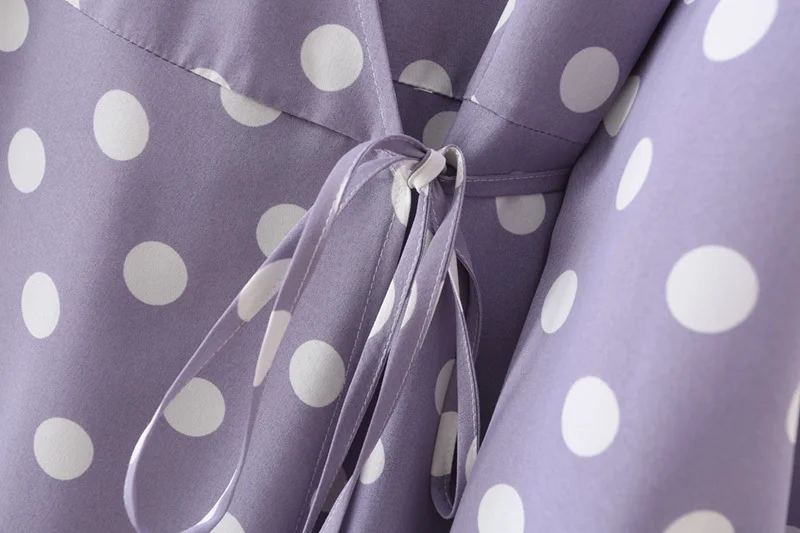 

Toppies White Polka Dot Midi Dress Women Long Sleeve Ruffles Hem Elegant Dresses Lantern Sleeve V-neck