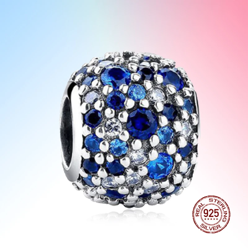 

2021 hot sale Blue starry sky Fox Owl Charm Fit Original Pandora Bracelet Jewelry beads Pendant 925 Sterling Silver Bijoux