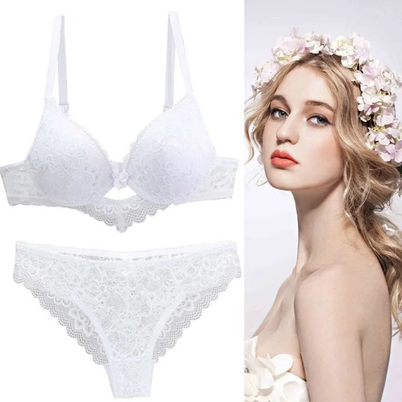 TELIMUSSTO New 2020 Lace Drill Bra Set Women Plus Size Push Up Underwear And Thong 34 36 38 40 42 44 A B C D DD Cup | Женская одежда